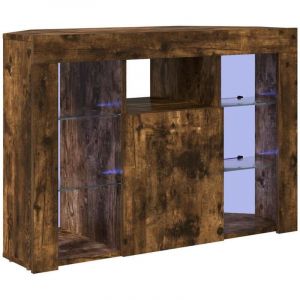 VidaXL Meuble TV LED d'Angle Ch&ecirc;ne fum&eacute; 100x40x68cm Bois d'ing&eacute;nierie