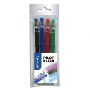 Image de Pilot Kleer 0.7 assortis - Stylo bille effaçable Paquet de 4 noir, vert, rouge et bleu