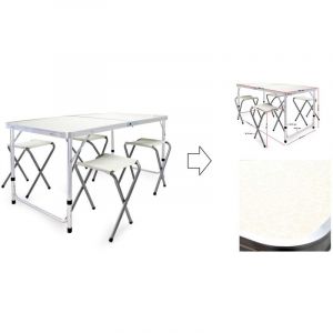 Image de Bigb Table de camping aluminium pliante + 4 chaises pliantes