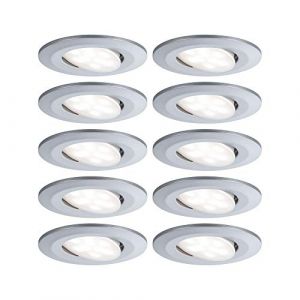 Paulmann 99925 Calla LED Rond avec Spot encastrable 10 x 6,5 W IP65 &agrave; intensit&eacute; Variable, &eacute;clairage d'armoire, en Plastique, 4000 K, Mat chrom&eacute;