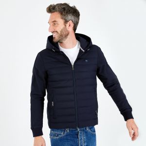Image de Eden Park Blouson slim fit bleu marine en molleton et nylon - Taille L
