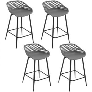 WOLTU Lot de 4 Tabourets de Bar, Tabourets Bar avec Repose-Pieds et Dossier, Tabourets Haut, Tabourets Extérieur Jardin en Plastique et Métalliques,