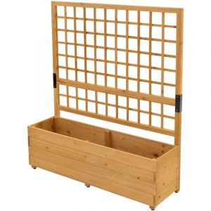 Ml-design - ml Design Jardinière avec Treillis, 119,5x139x36,5 cm, Marron, en Bois d'Epicéa, Bac avec Fond Amovible et Pieds Vissables Réglables en