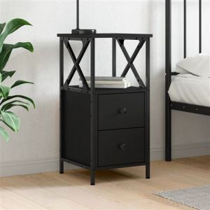 VidaXL Table de Chevet, Armoire de Nuit avec Pieds R&eacute;glables, Armoire de Lit avec Rangement, Table de Nuit Chambre, Moderne, Noir Bois d&rsquo;Ing&eacute;nierie