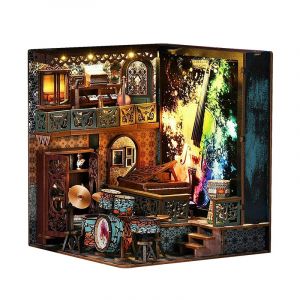 Dam Explosion de notes. Book nook en bois, conception 3d r&eacute;aliste.