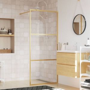 VidaXL Paroi de douche avec verre ESG transparent dor&eacute; 90x195 cm
