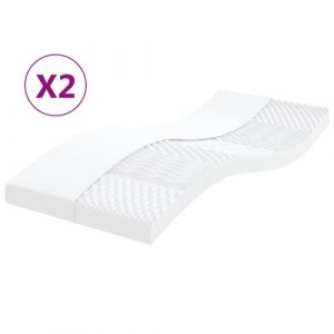 VidaXL Matelas en mousse 2 pcs blanc 100x200 cm 7 zones dureté 20 ILD, matelas de lit, matelas rafraîchissant, matelas souple, matelas simple