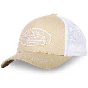 Von Dutch Casquette Homme & Femme, Casquette Trucker LOFB, Ajustable, Blanc/Beige TU