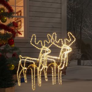 VidaXL Rennes de Noël avec têtes mobiles 2 pcs Blanc chaud