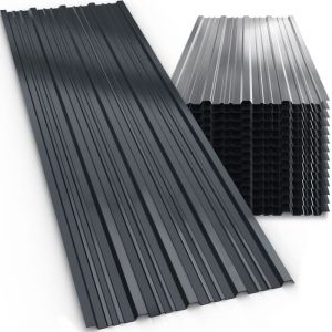 Jeu de 12 tôles trapézoïdales Gris 129x46cm