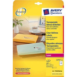 Avery-Zweckform L47725-25 - Étiquettes adresses jet d'encre (A4)