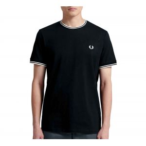 Fred Perry T-shirt avec bordures à double rayure - Bleu marine