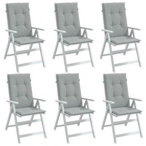VidaXL Coussins de chaise à dossier haut lot de 6 gris clair mélangé, coussin, coussin de chaise, coussin de siège, coussin de canapé