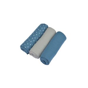Lot De 3 Langes En Gaze De Coton - Bleu Foncé Et Gris