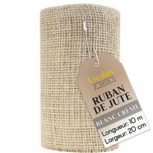 Ruban Chemin de Table Jute 20cm x 10m Blanc Naturel Événement