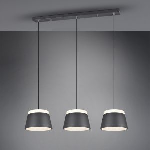 home24 Suspension Baroness, à 3 lampes, anthracite