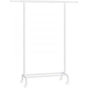 Songmics Porte-Manteau à roulettes extensible 40 x (83-120) x 156 cm blanc