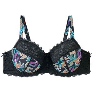 Soutien-gorge &agrave; armatures grand maintien noir/parme Elisa