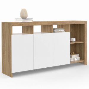 Idmarket Buffet 140 cm MALO bois et portes blanches
