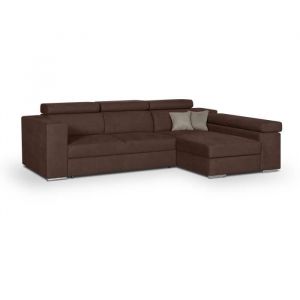 Image de Canapé d'angle droit convertible 4 places Tissu marron L 274 x P 180 x H 81 cm DENVER