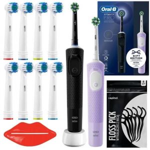 Oral-B Brosse À Dents Électrique Vitality Pro D103 Duo Black/Lilac Violet + 8 Têtes