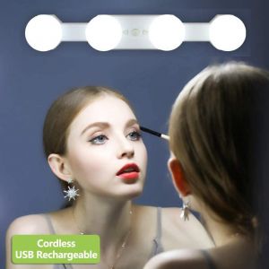 Led Lumi&egrave;res De Maquillage, Hollywood Kit De Lampe De Cosm&eacute;tique Miroir Rechargeables Portables Sans Fil, 4 Ampoules Luminosit&eacute;