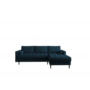 Cacharel Canapé d'angle 5 places MAEL tissu bleu foncé
