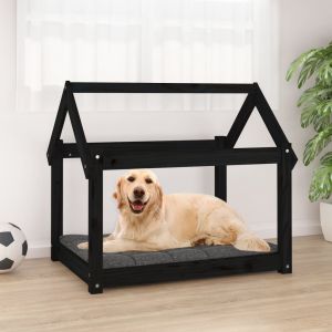 VidaXL Lit pour chien Noir 81x60x70 cm Bois de pin solide