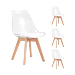 M&S Lot de 4 chaises tulipe style scandinave pu transparent - scandi