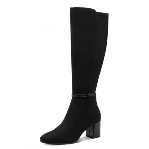Tamaris Femme Damen Long Boot Heel 1-25513-45 Botte Haute Jusqu'au Genou, Noir/Comb, 41 EU