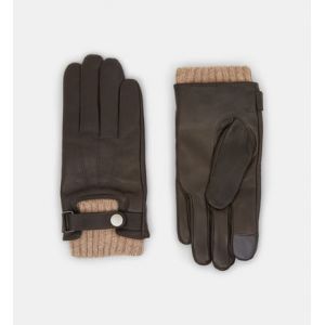 Image de Galeries Lafayette Gants Solal cuir et cachemire fonction tactile Marron - Couleur Marron - Taille XL