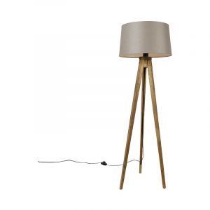 Qazqa Tripodclassic - Lampe de table trépied/tripode Rustique - 1 lumière - h 136 cm - Taupe - Rustique - Éclairage intérieur - Salon i Chambre - Taupe