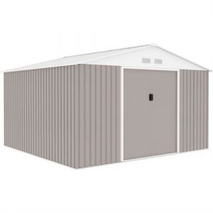 Abri de jardin en métal 10 85 m² 340 319 210 cm Kit d ancrage inclus Taupe Gris