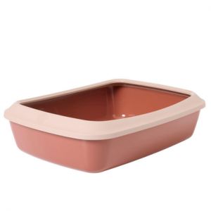 Savic Bac litiere pour Chat Iriz - Rose - 42 cm - avec Rebord - Design Ouvert - Pratique et hygi&eacute;nique