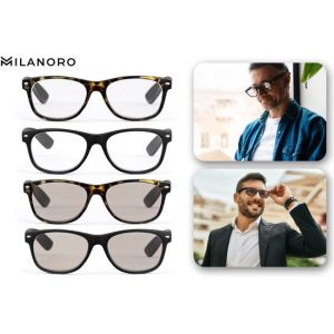 Milanoro - Lunettes de lecture et de soleil pratiques en un, avec étui de protection gratuit - Motif tortue - +2