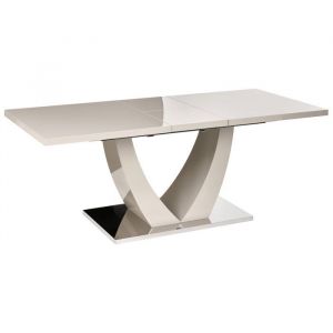 Beliani Table Moderne Extensible Plateau Rectangulaire MDF 160/200 x 90 cm Salle &agrave; manger Cuisine Beige Clair Merran