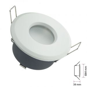 Digilamp - Collerette support d'encastrement GU10 / MR16 &Eacute;tanche IP65 Blanc, pour Salle de Bain, douille incl