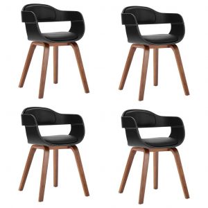 VidaXL Chaises De Salle ¿¿ Manger 4 Pcs Noir Bois Courb¿¿ Et Similicuir