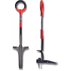 Venteo D&eacute;sherbeur lame en V + Extracteur de mauvaises herbes - ROOTSLAYER - Outils de Jardin multifonction - Facile d&rsquo;utilisation - Acier de carbone - Rouge