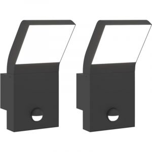 VidaXL Appliques Murales Led D'extérieur Avec Capteurs 2 Pcs Noir