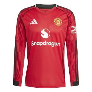 Adidas Manchester United Maillot Domicile 2025/26 Manches Longues, pointure Small - ['Rouge'] - Taille Small