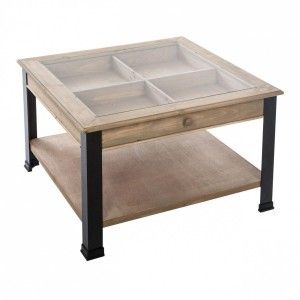 Image de Table Basse 2 Niveaux en Verre "Bhanu" 71cm Naturel