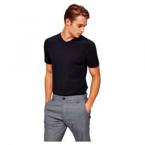 Selected T-shirt B à Manches Courtes Et Col En V New Pima L Black