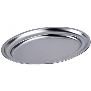 Inoxibar PLAT OVALE INOX A SERVIR - BORDS RETOURNES - INOX 18% DE QUALITE SUPERIEURE - DIMENSIONS 50 X 31 CM - PASSE AU LAVE-VAISSELLE
