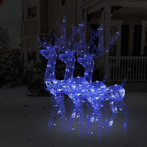 VidaXL Décorations de Noël de renne Acrylique 3 pcs 120 cm Bleu