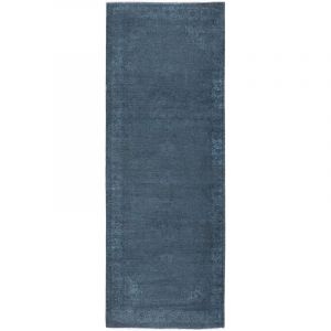 Vintage Tapis Salon Poils Courts Bleu 80 X 195 cm, Kelim Tapis Berbere Lavable, Tapis Ethnique