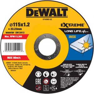 Dewalt DT43903 Disque a tronçonner 115x1,2x22,23mm Inox type 41 (plat)