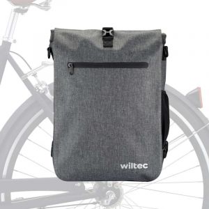 wiltec Sacoche sac à dos étanche pour porte-bagages grise – capacité de 25 l – en 600D tpu – avec compartiment pour ordinateur portable – pour