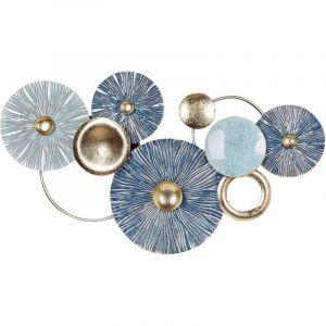 Beliani Décoration Murale Moderne en Fer Fait à la Main Bleu et Doré Actinium