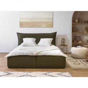 Bobochic Lit Lit coffre Lit coffre jade avec tête de lit effet oreiller 140x190 Vert - Vert